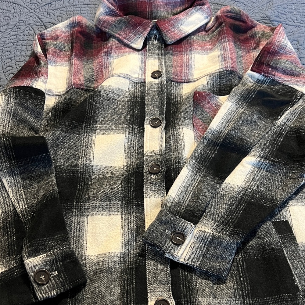 Zenana Outfitters Womens Plaid Flannel Shirt - Burgundy, Black, Cream